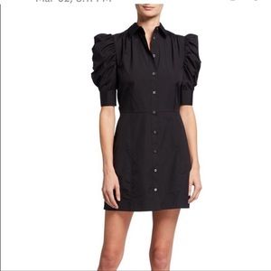 FRAME Gillian Black Puffy Shoulder Dress. Size S.